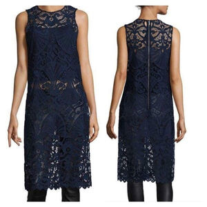 Alice + Olivia Kelissa Sideslit Lace Tunic Cami‎ Dress Size XS Navy Blue